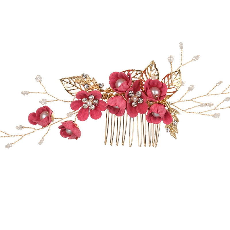 Scarlet Bloom Hair Comb - Crystal Bridal Hairpin for Wedding and Parties, Hairband for Your Special Day. Bridal Wedding hair accessory. Bridal hair Accessory. Wedding bridal hair combs. Hair accessories for brides. Hair accessories in USA. Bride accessories in USA. Bridal hair accessories in USA. Kids hair accessories in USA. Girls hair accessories. Hair products. Beautiful hair accessories.