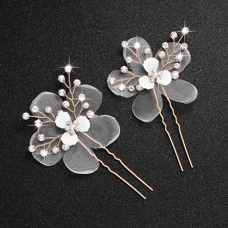 Crystal Blossom Hairpins - Handmade Wedding Hair Accessories