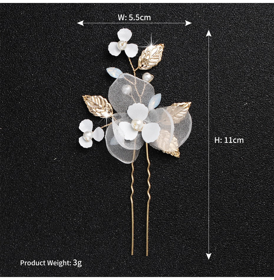 Crystal Blossom Hairpins - Handmade Wedding Hair Accessories