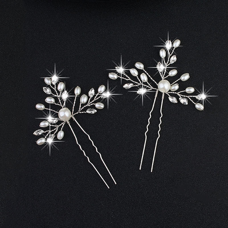 Crystal Blossom Hairpins - Handmade Wedding Hair Accessories