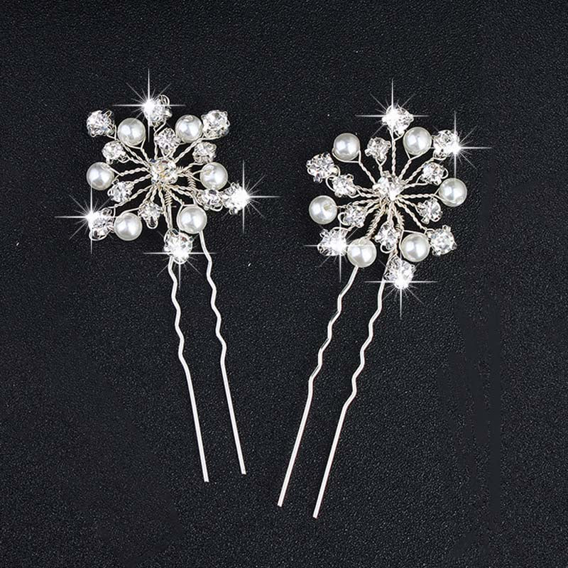 Crystal Blossom Hairpins - Handmade Wedding Hair Accessories