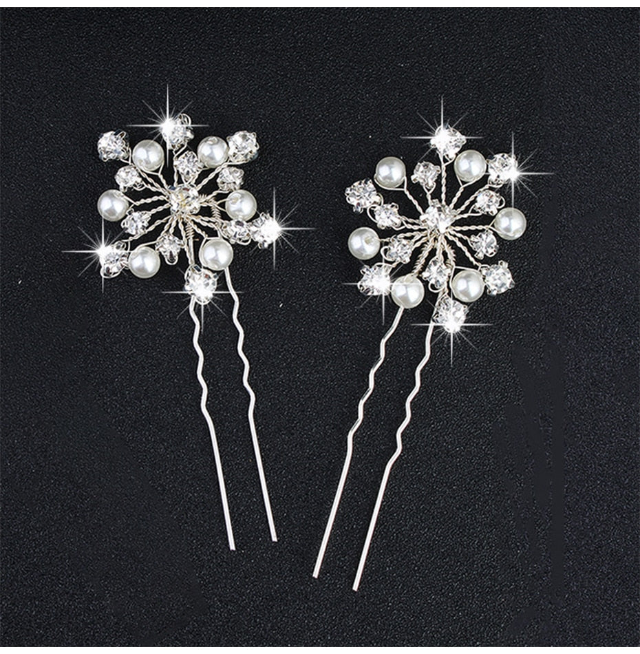 Crystal Blossom Hairpins - Handmade Wedding Hair Accessories