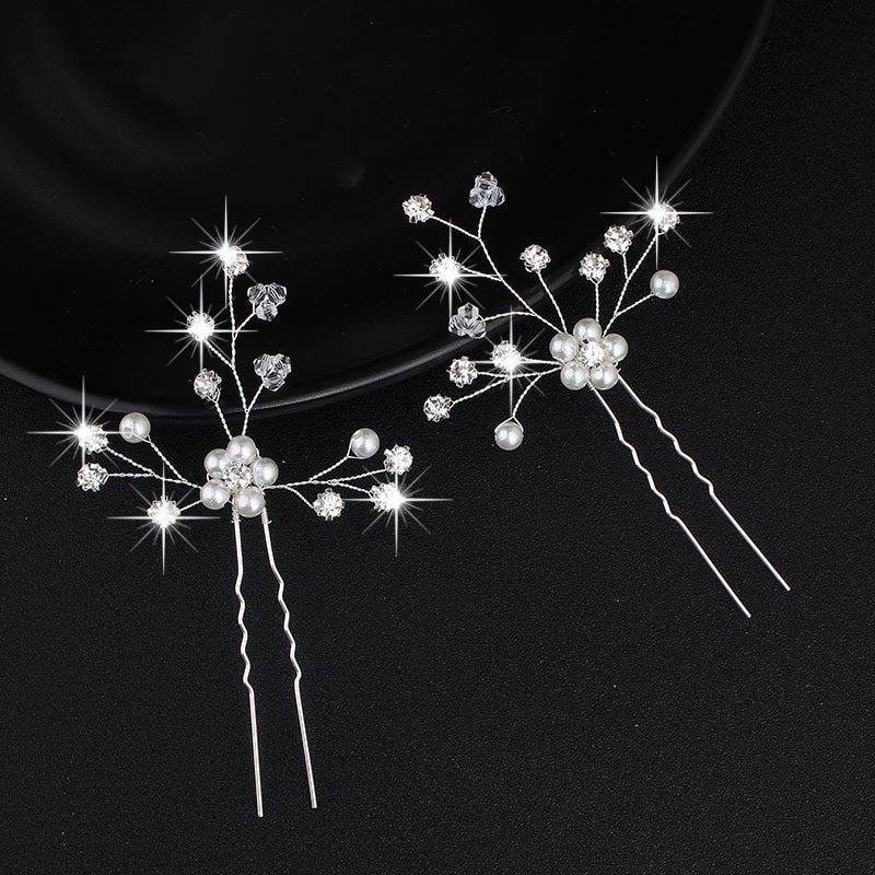 Crystal Blossom Hairpins - Handmade Wedding Hair Accessories