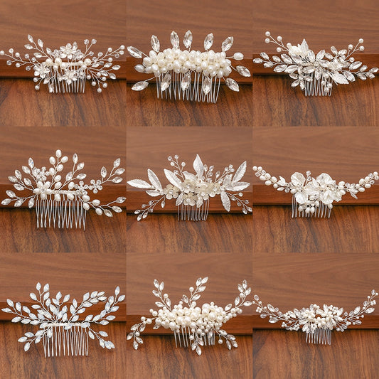 Shimmering Silver Pearl and Rhinestone Hair Combs. Wedding bridal hair combs. Wedding bridal hair accessory.