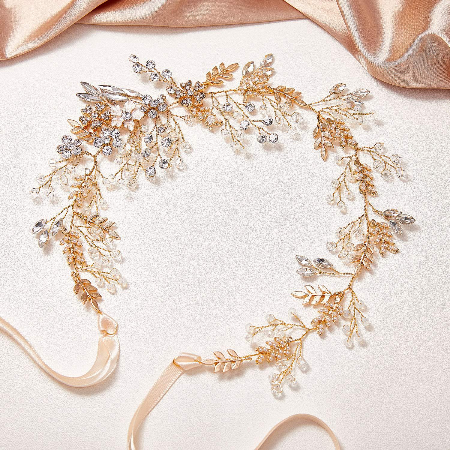 Blushing Bridal Flower Leaf Headband. Hair accessories in USA. Bride accessories in USA. Bridal hair accessories in USA. Kids hair accessories in USA. Girls hair accessories. Hair products. Beautiful hair accessories.