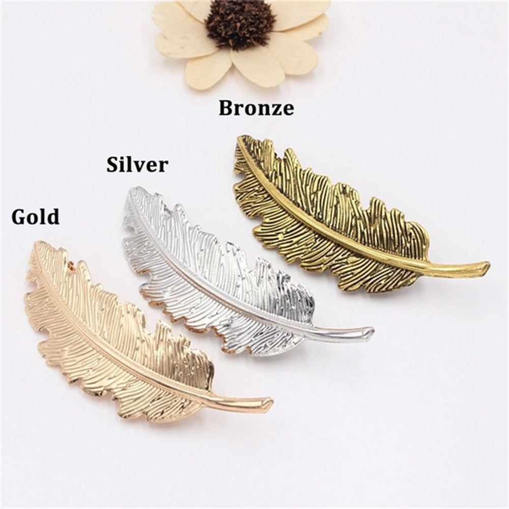 Feather Leaf Barrette: Vintage Alloy Hair Clip for Women. Hair accessories in USA. Bride accessories in USA. Bridal hair accessories in USA. Kids hair accessories in USA. Girls hair accessories. Hair products. Beautiful hair accessories.