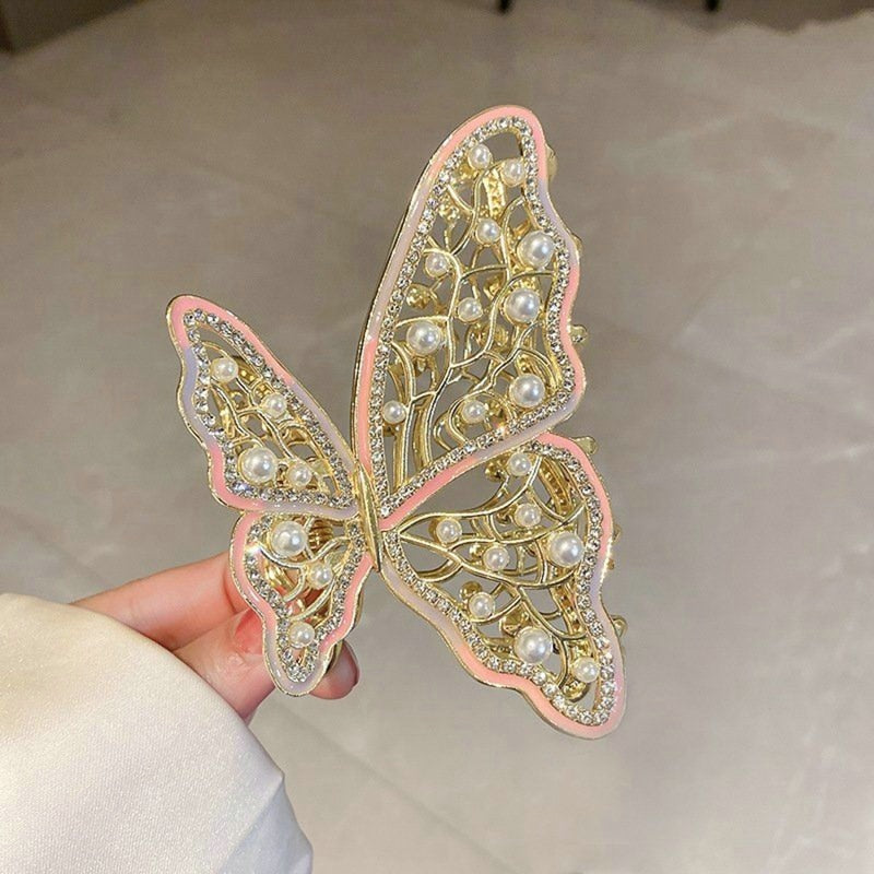 Chic Silver Butterfly and Rose Flower Hairpin. Hair accessories in USA. Bride accessories in USA. Bridal hair accessories in USA. Kids hair accessories in USA. Girls hair accessories. Hair products. Beautiful hair accessories.