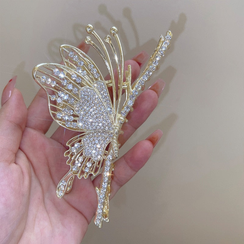 Retro Glam Rhinestone Butterfly Hair Claw. Hair accessories in USA. Bride accessories in USA. Bridal hair accessories in USA. Kids hair accessories in USA. Girls hair accessories. Hair products. Beautiful hair accessories.