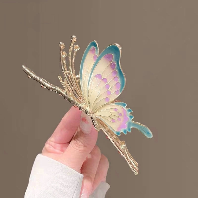 Chic Silver Butterfly and Rose Flower Hairpin. Hair accessories in USA. Bride accessories in USA. Bridal hair accessories in USA. Kids hair accessories in USA. Girls hair accessories. Hair products. Beautiful hair accessories.