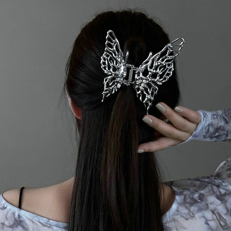 Chic Silver Butterfly and Rose Flower Hairpin. Hair accessories in USA. Bride accessories in USA. Bridal hair accessories in USA. Kids hair accessories in USA. Girls hair accessories. Hair products. Beautiful hair accessories.