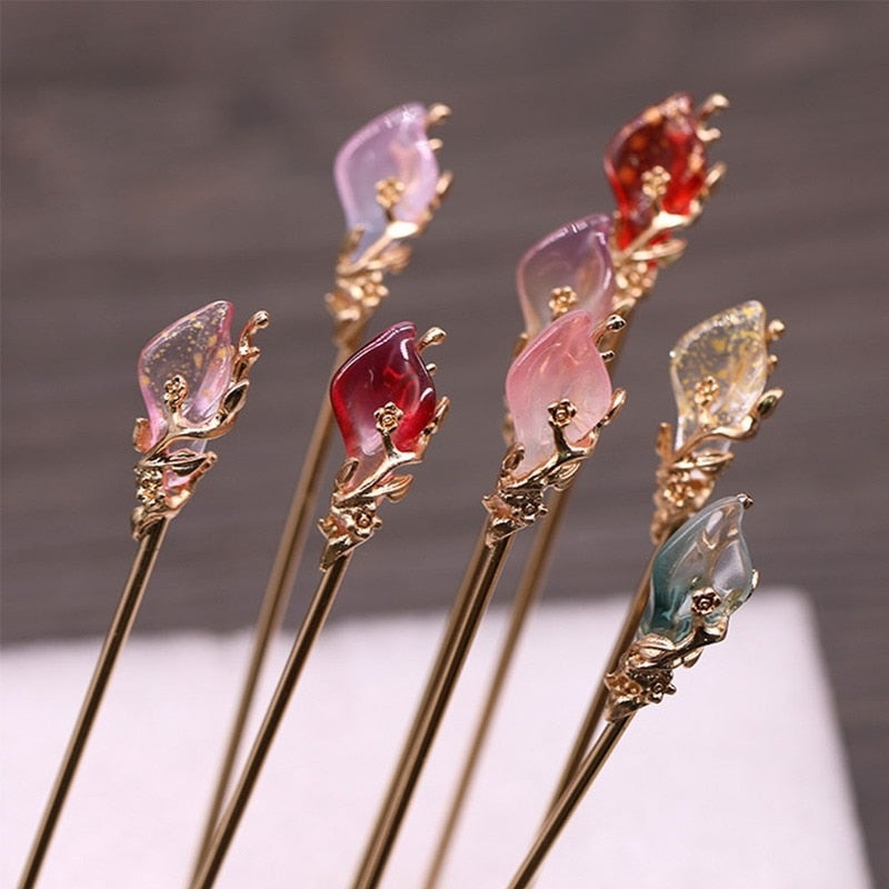 Elegant Glazed Metal Hair Stick - Vintage Chinese Style. Hair accessories in USA. Bride accessories in USA. Bridal hair accessories in USA. Kids hair accessories in USA. Girls hair accessories. Hair products. Beautiful hair accessories.