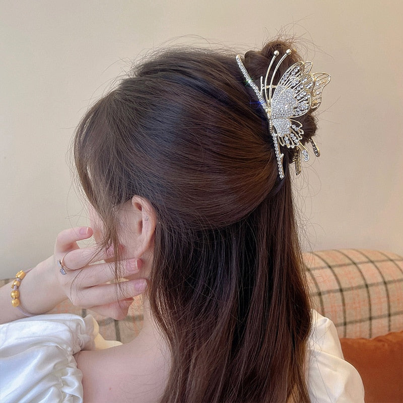 Retro Glam Rhinestone Butterfly Hair Claw. Hair accessories in USA. Bride accessories in USA. Bridal hair accessories in USA. Kids hair accessories in USA. Girls hair accessories. Hair products. Beautiful hair accessories.