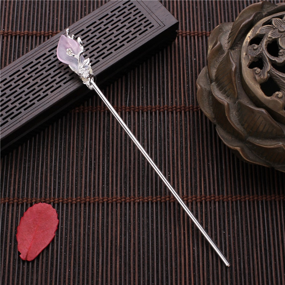 Elegant Glazed Metal Hair Stick - Vintage Chinese Style. Hair accessories in USA. Bride accessories in USA. Bridal hair accessories in USA. Kids hair accessories in USA. Girls hair accessories. Hair products. Beautiful hair accessories.