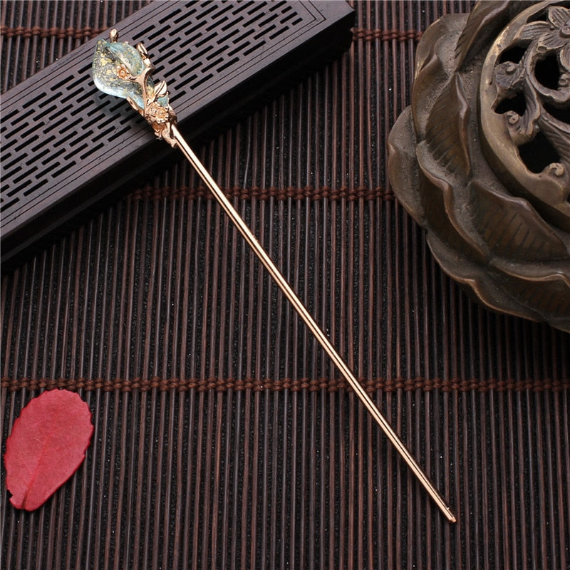 Elegant Glazed Metal Hair Stick - Vintage Chinese Style. Hair accessories in USA. Bride accessories in USA. Bridal hair accessories in USA. Kids hair accessories in USA. Girls hair accessories. Hair products. Beautiful hair accessories.