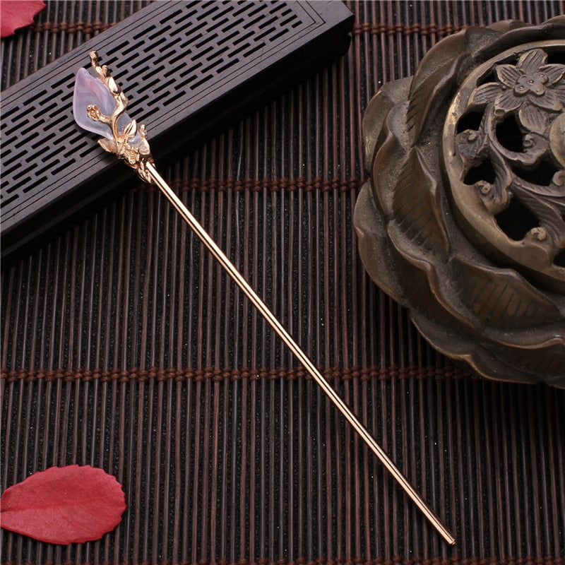 Elegant Glazed Metal Hair Stick - Vintage Chinese Style. Hair accessories in USA. Bride accessories in USA. Bridal hair accessories in USA. Kids hair accessories in USA. Girls hair accessories. Hair products. Beautiful hair accessories.