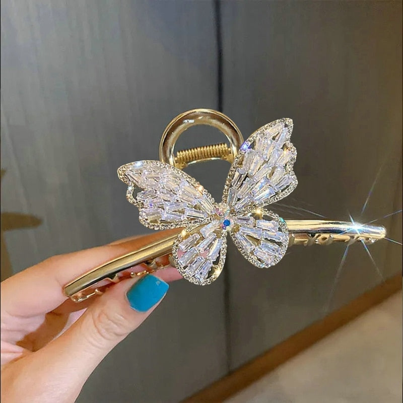 Chic Silver Butterfly and Rose Flower Hairpin. Hair accessories in USA. Bride accessories in USA. Bridal hair accessories in USA. Kids hair accessories in USA. Girls hair accessories. Hair products. Beautiful hair accessories.