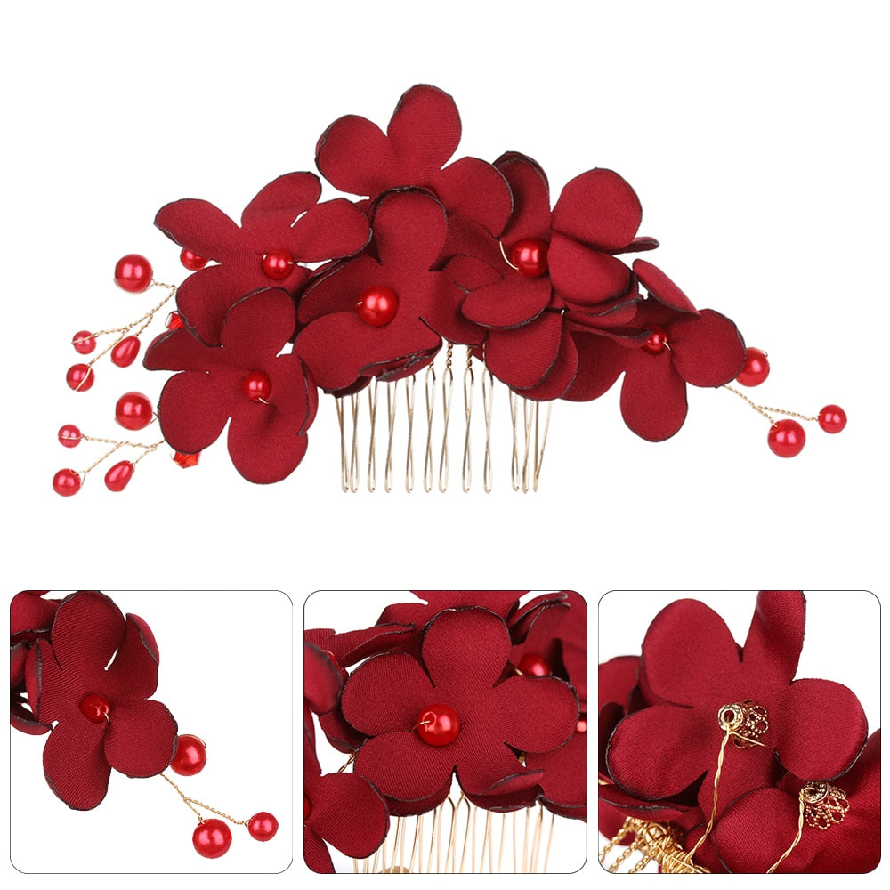 Scarlet Bloom Hair Comb - Crystal Bridal Hairpin for Wedding and Parties, Hairband for Your Special Day. Bridal Wedding hair accessory. Bridal hair Accessory. Wedding bridal hair combs. Hair accessories for brides. Hair accessories in USA. Bride accessories in USA. Bridal hair accessories in USA. Kids hair accessories in USA. Girls hair accessories. Hair products. Beautiful hair accessories.